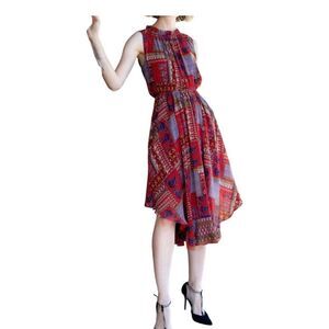 Anthropologie Eva Franco Shentel Dress Patchwork Pleated SZ 6 NEW